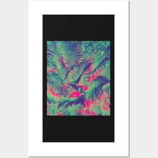 Colourful Summer Foliage Ferns - Dark Pink and Green Posters and Art